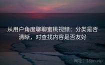 从用户角度聊聊蜜桃视频：分类是否清晰，对查找内容是否友好