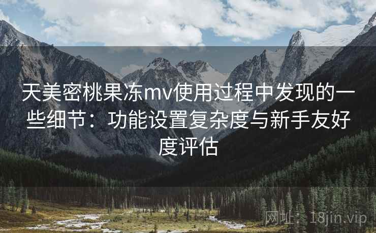 天美密桃果冻mv使用过程中发现的一些细节：功能设置复杂度与新手友好度评估  第1张