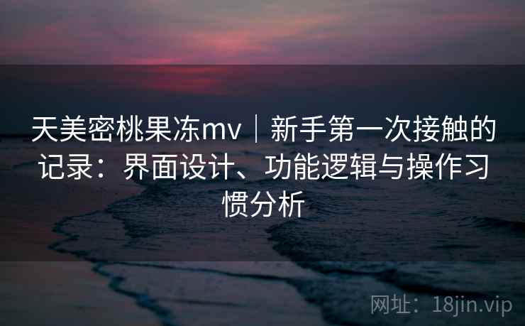天美密桃果冻mv｜新手第一次接触的记录：界面设计、功能逻辑与操作习惯分析  第2张