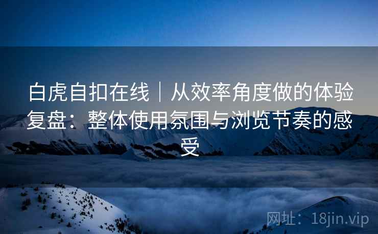 白虎自扣在线｜从效率角度做的体验复盘：整体使用氛围与浏览节奏的感受  第2张